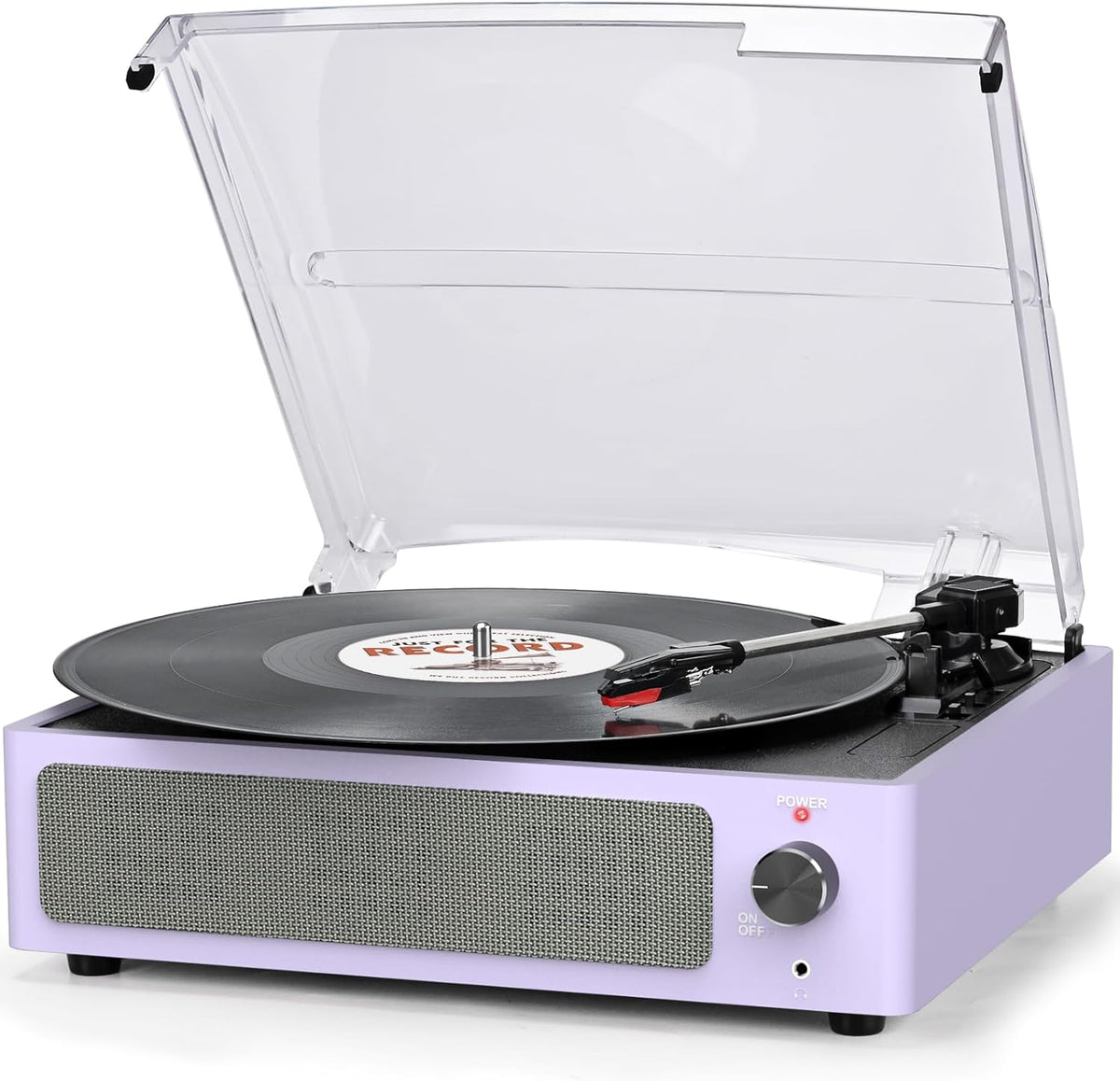 Reproductor de discos de vinilo todo en uno con altavoces, tocadiscos con transmisión por correa de 3 velocidades, 3 tamaños, 33 1/3 45 78 RPM, BT inalámbrico, entrada para auriculares AUX, RCA