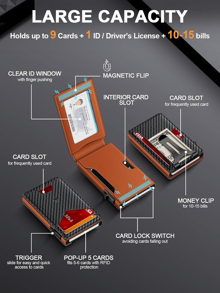 Ruiici Cartera para hombre, delgada y minimalista con clip para din...