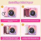 Cámara de impresión instantánea para niños con 5 rollos de papel de impresión, cámara HD 1080P, cámara portátil recargable para selfies, regalos de cumpleaños de Navidad, juguetes para niños y niñas