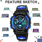 ATIMO Reloj impermeable multifunción LED para niños - Regalos para niños