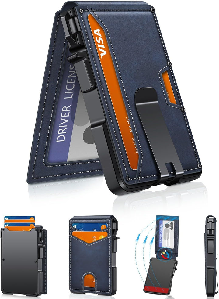 Cartera para hombres, cartera minimalista para hombres de 9-13 tarj...