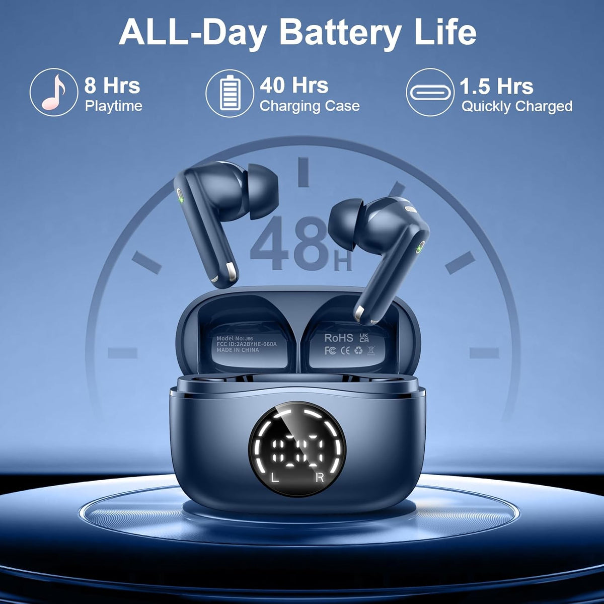 Auriculares Bluetooth 5.4, auriculares inalámbricos 2026 Bass-3.0 3...