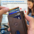 Cartera para hombre, tarjetero desplegable delgado con bloqueo RFID, billetera plegable minimalista con 9 ranuras para tarjetas, ventana de identificación y bolsillo para efectivo, funda de