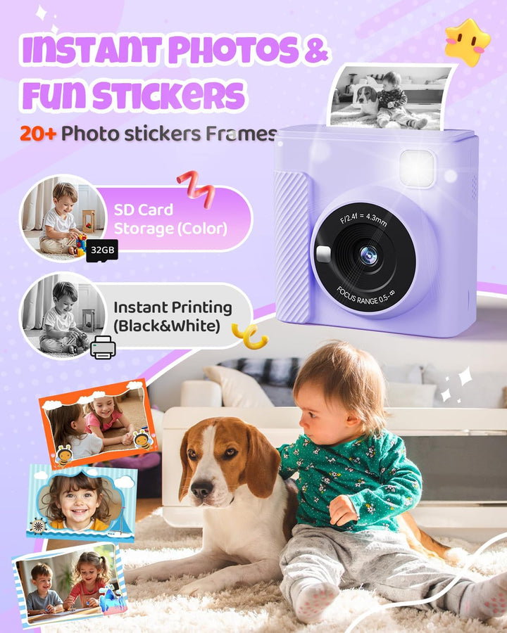 TIATUA Cámara de impresión instantánea para niños, regalos de cumpl...