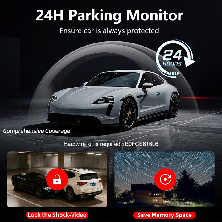 Cámara de tablero de auto dual delantera y trasera 4K