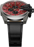 Reloj para hombre Diesel Mega Chief Slim Cronógrafo con correa de cuero negra (Modelo: DZ4714)