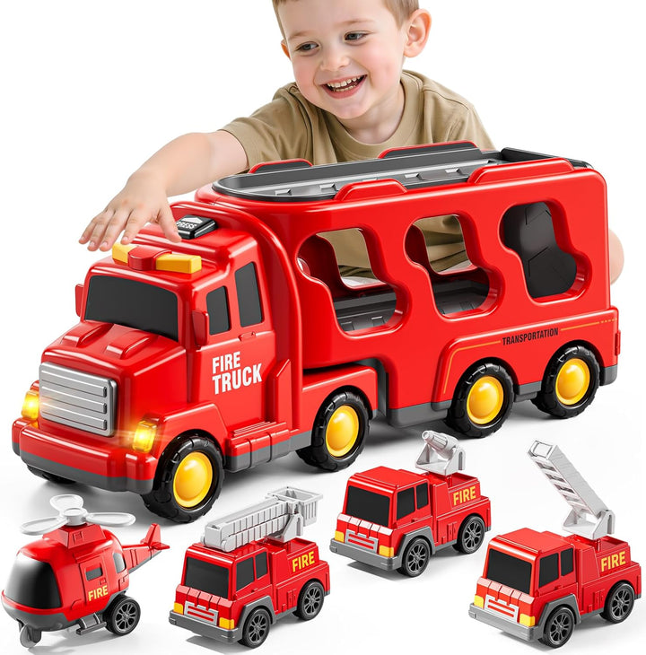 Bennol Juego de Juguetes de Camiones de Bomberos 5 en 1 para Niños...