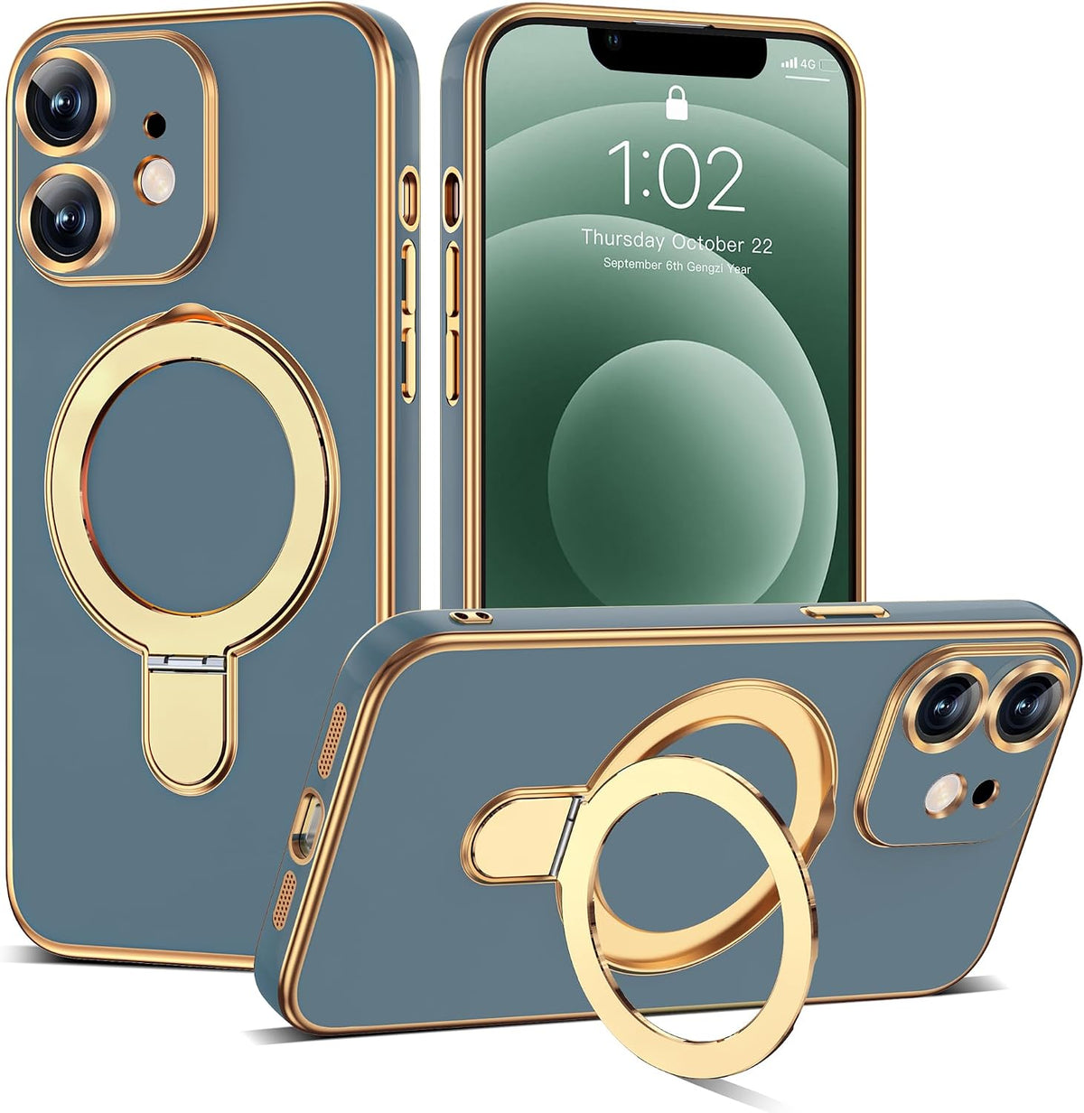 Funda de teléfono chapado para iPhone 12 con soporte de 6.1