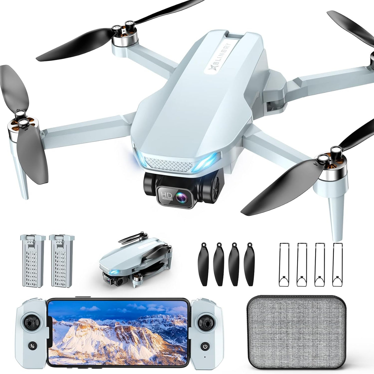 Drone 2K con cámara para adultos y principiantes, mini dron con 2 baterías