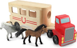 Melissa Doug Juego de vehículos de madera con 2 caballos