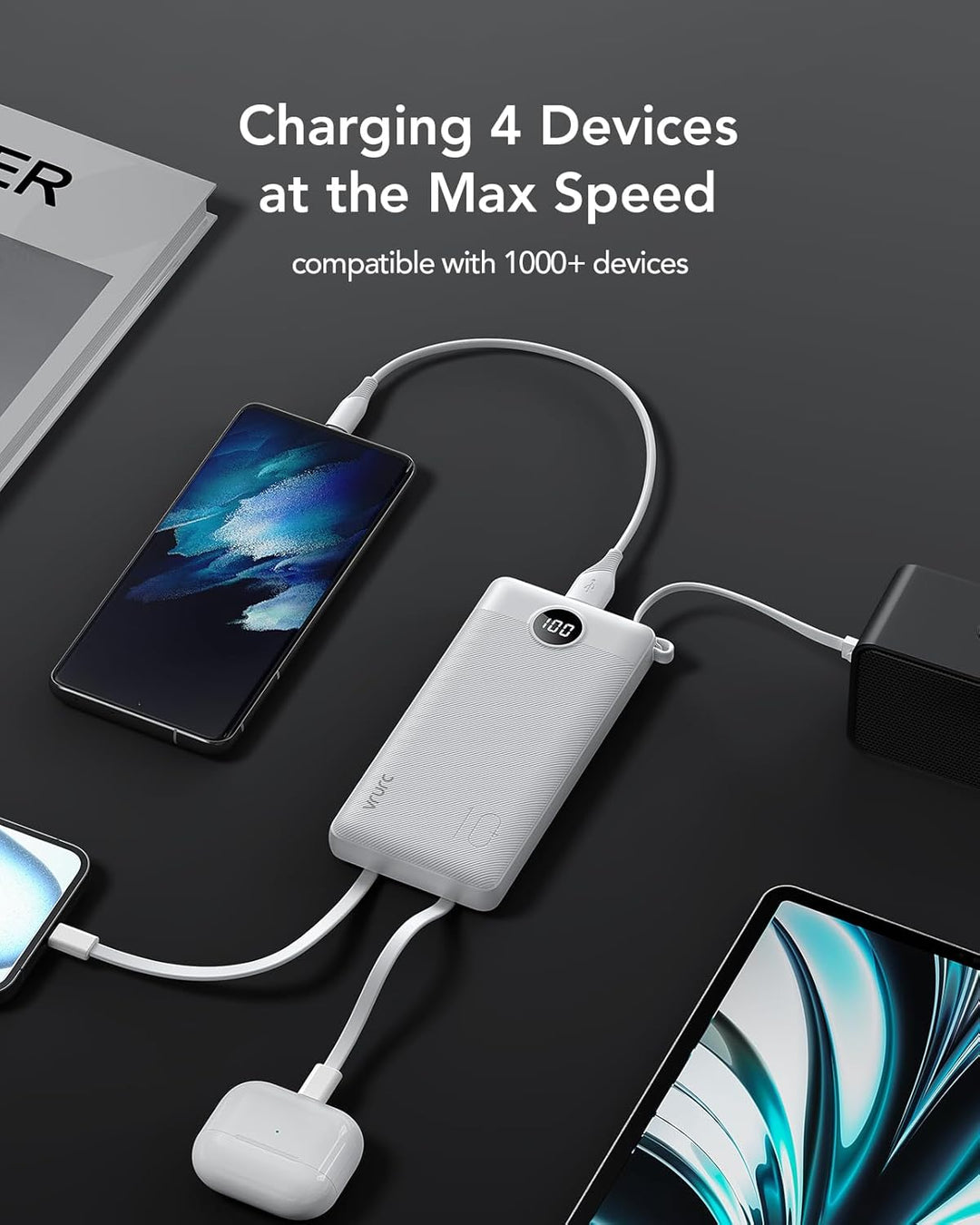 VRURC Banco de energía para iPhone, cargador portátil USB C de 1000...