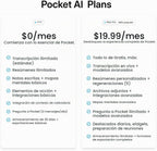 Pocket Grabadora de voz AI, transcripción automática, tomador de notas AI