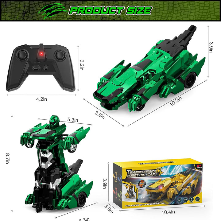 Kroyedfuw Coches de control remoto de dinosaurio, robot transformad...