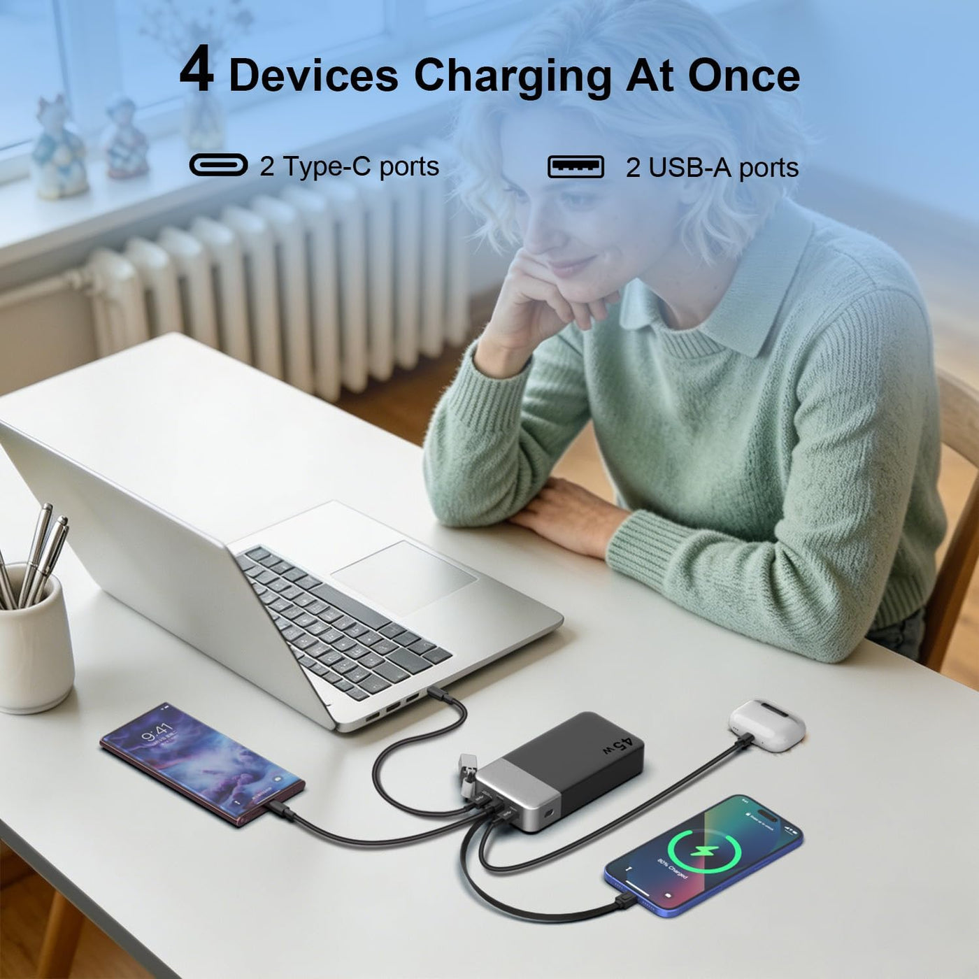 NOBIS Cargador portátil de 20000 mAh, batería de 45 W, carga rápida...