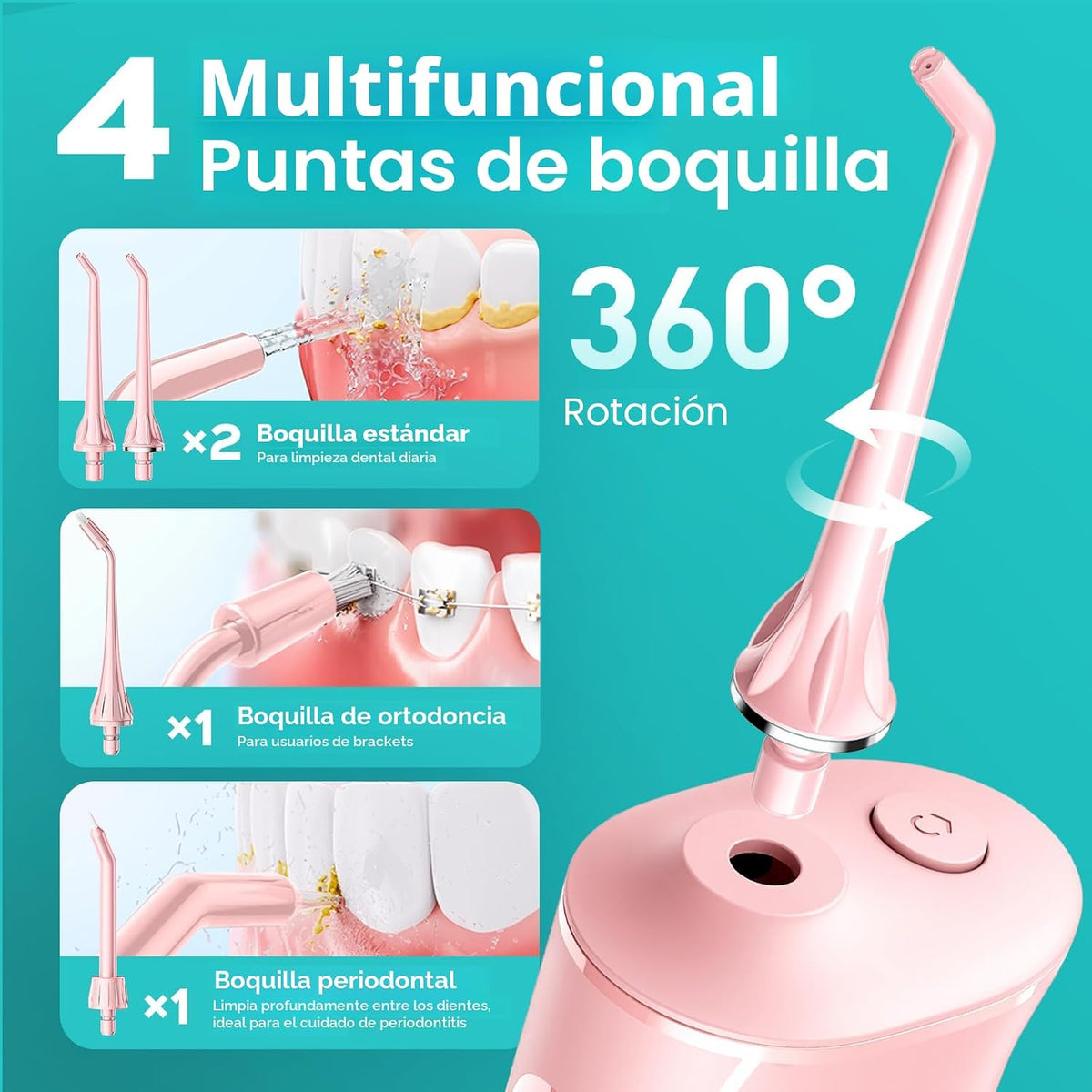 COSLUS - Irrigador de agua portátil para dientes: 4 modos y 5 nivel...