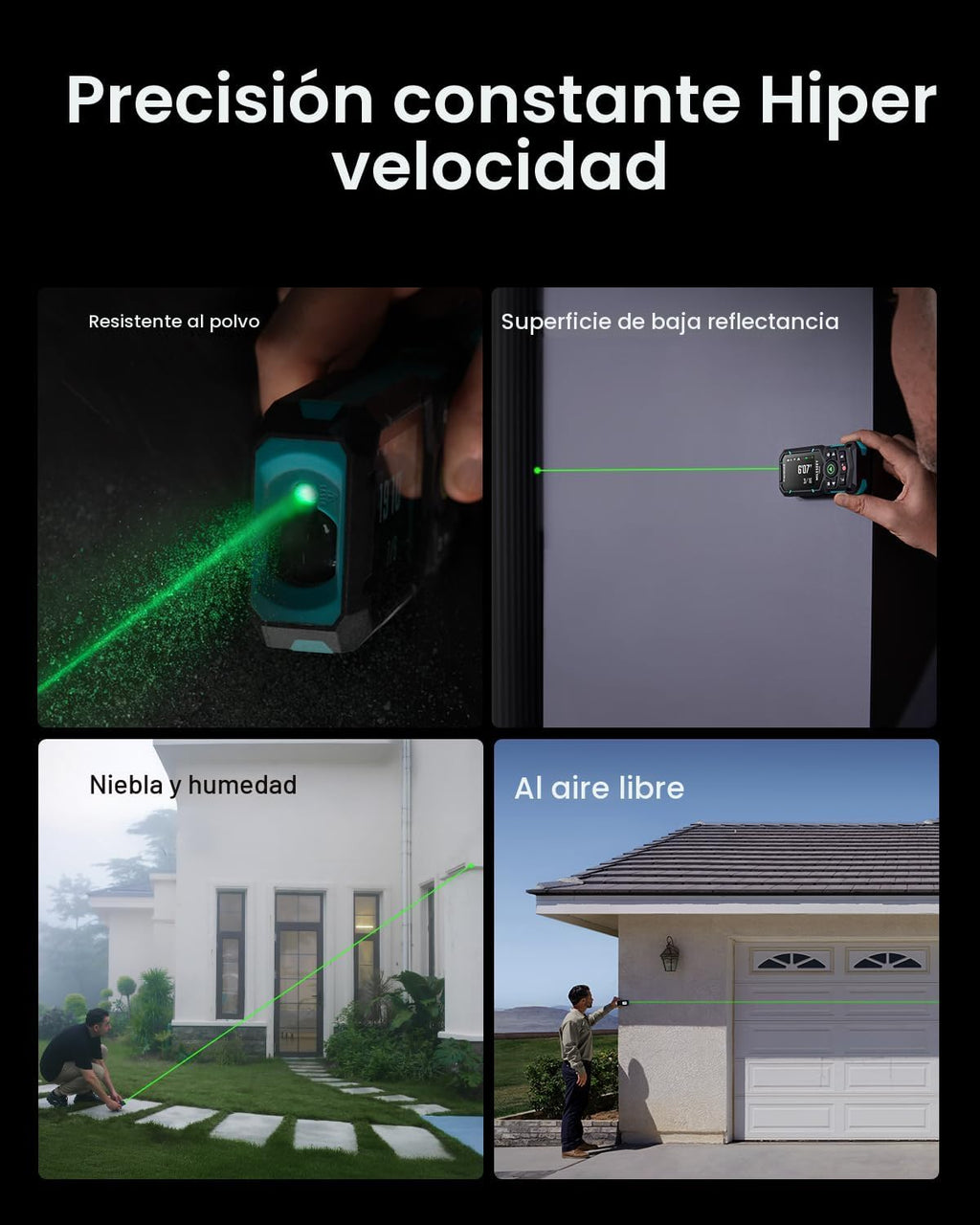 Medidor de distancia láser MILESEEY S50 Green, medidor láser de 400 ft, P2P