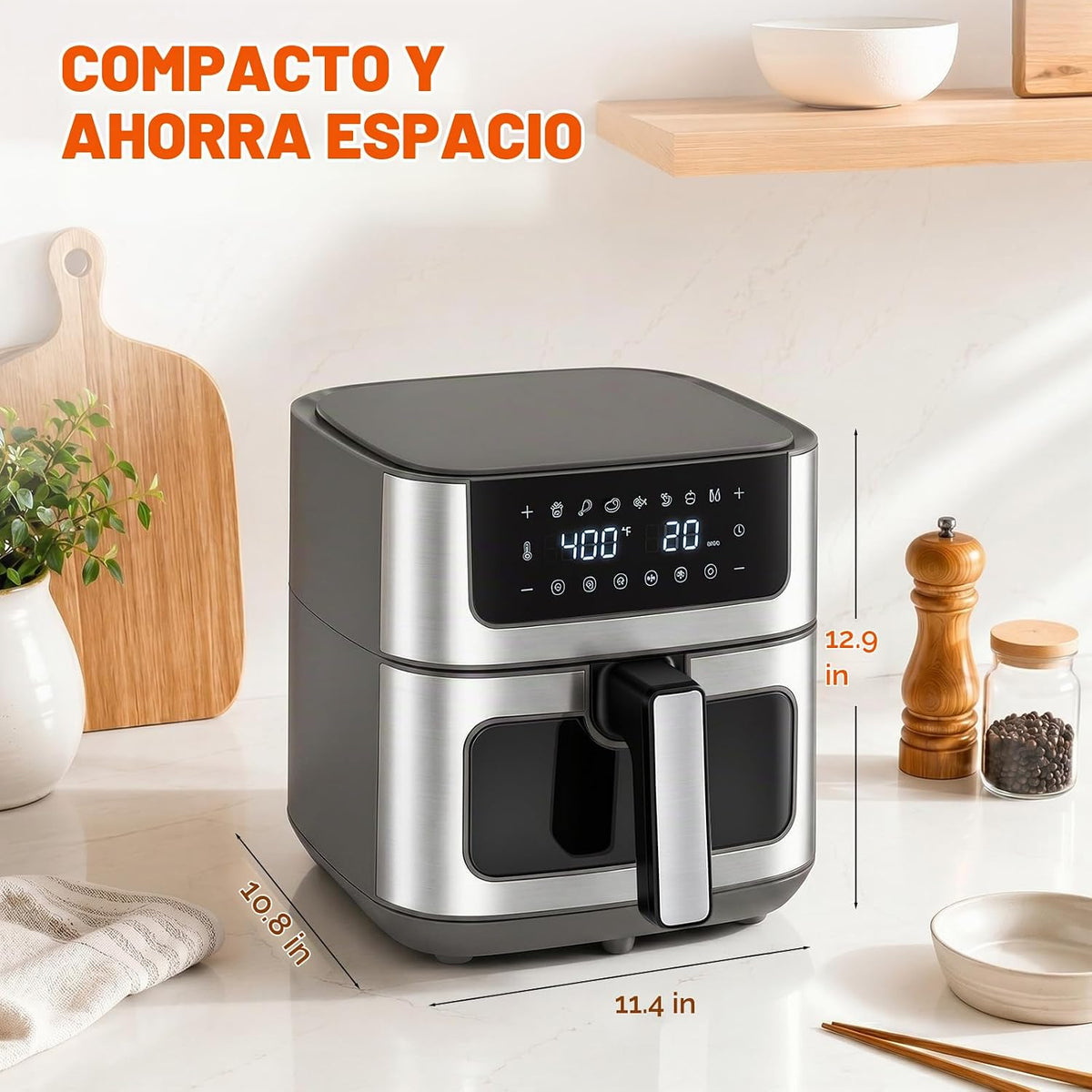 8-en-1 Air Fryer 6 Quarts, Airfryer con Presets y Window