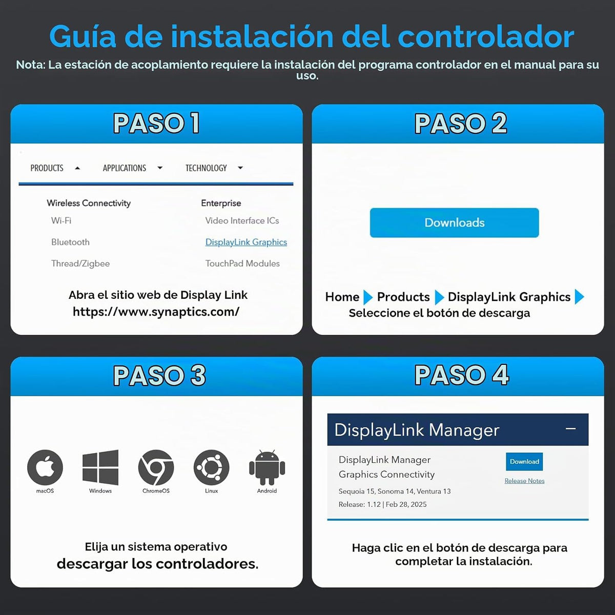 TJCXELE Displaylink - Estación de acoplamiento de 3 monitores con HDMI DP, estación de acoplamiento USB C 19 en 1 para laptop, pantalla triple 4K 60Hz con PD 100W, 10bps USBC/A Ethernet/lectores de tarjetas/audio para M1 M2 M3/Mac y Windows