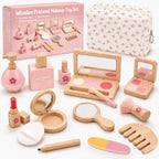 Kit de maquillaje de madera para niñas de 3 a 5 años, juego de maquillaje