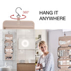 BAGSMART - Neceser de viaje con gancho para colgar, bolsa de maquillaje a cuadros, organizador de viaje para accesorios, champú, recipiente de tamaño completo, artículos de tocador (tablero de ajedrez caqui, mediano)