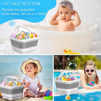 Anivia - Organizador plegable de almacenamiento de juguetes de baño con base extraíble, color gris