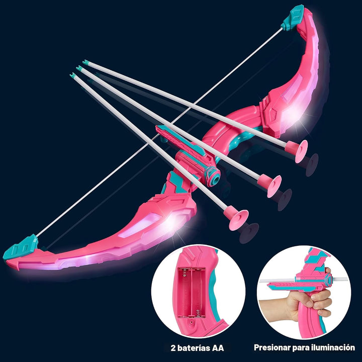 JOYIN Juego de arco y flecha rosa para niñas, juego de juguetes de...