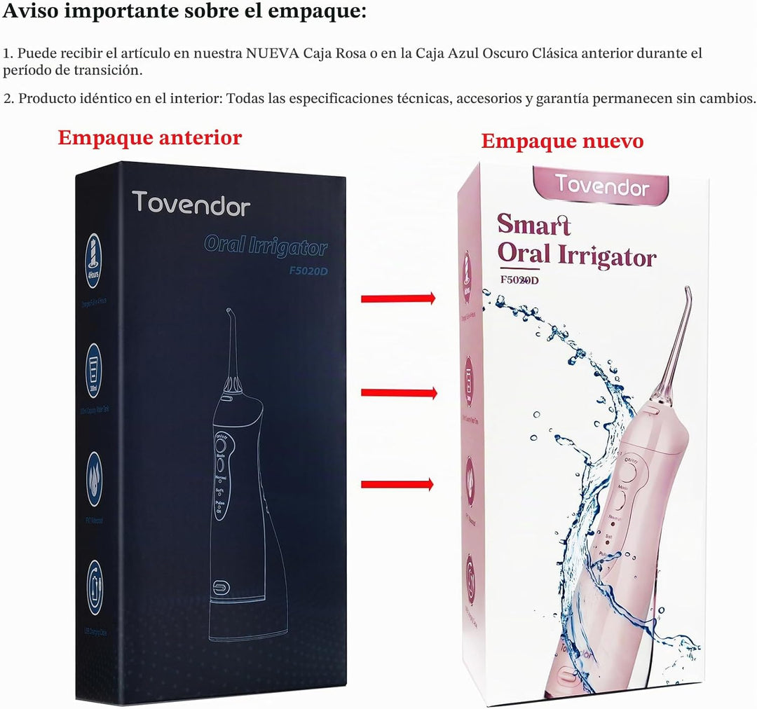 Hilo dental TOVENDOR eléctrico, para agua, irrigador bucal dental i...