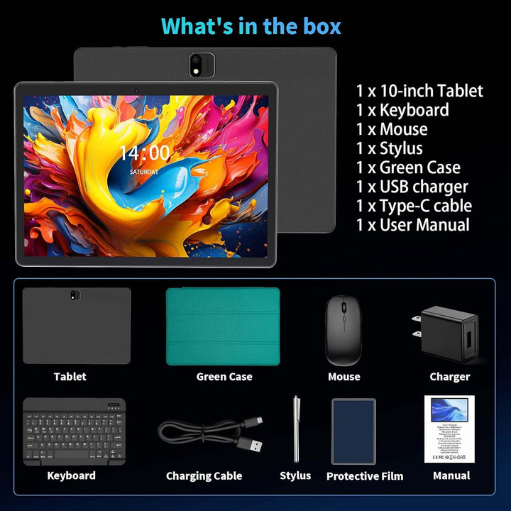 Tableta Android 16 con teclado, tableta Android 2026 de 10 pulgadas...