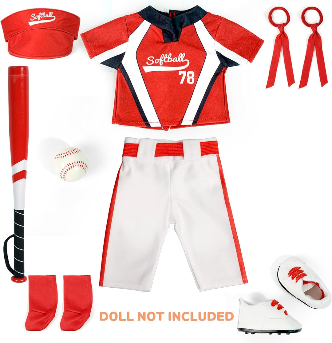 Conjunto de ropa y accesorios de uniforme de sóftbol ARTST para muñ...