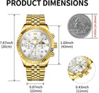 OLEVS Reloj para hombres, cuarzo, acero inoxidable, vestir, impermeable, luminoso