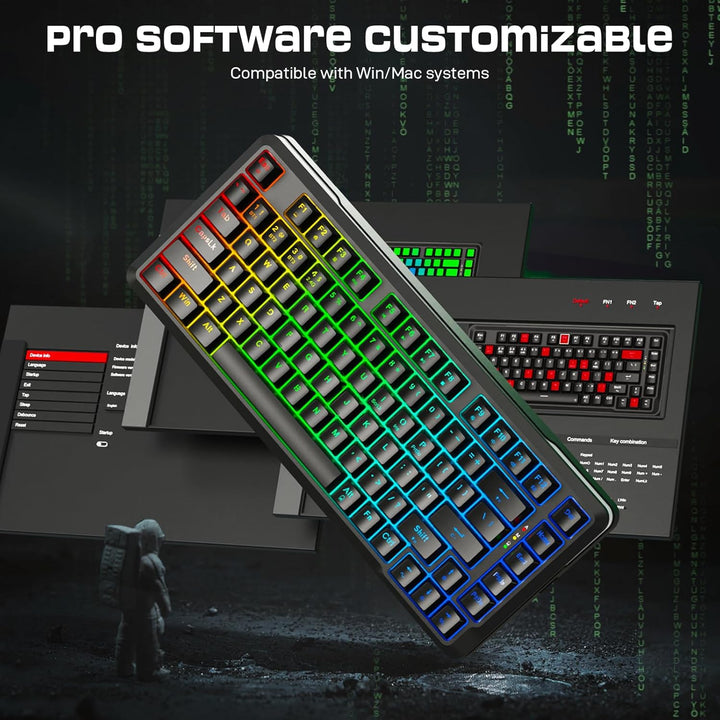 Redragon K713 Teclado mecánico inalámbrico, teclado para juegos RGB...