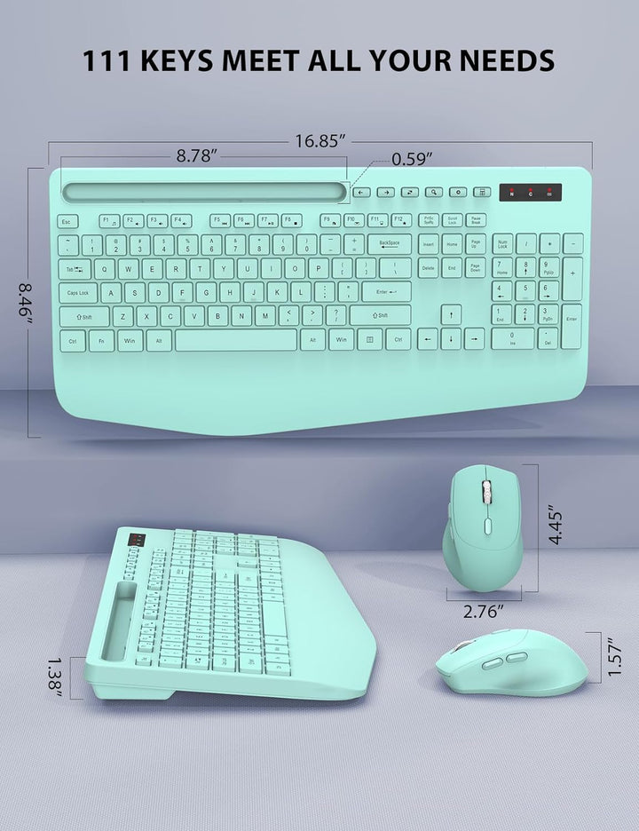 Combo de teclado y mouse inalámbricos, teclado ergonómico de tamaño...