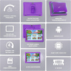 Contixo Paquete de tabletas Android para niños de 10 pulgadas, 32 GB, Epic! y aplicaciones educativas LingoKids, controles parentales, funda a prueba de niños con soporte y lápiz capacitivo, auriculares y bolsa de funda, color morado