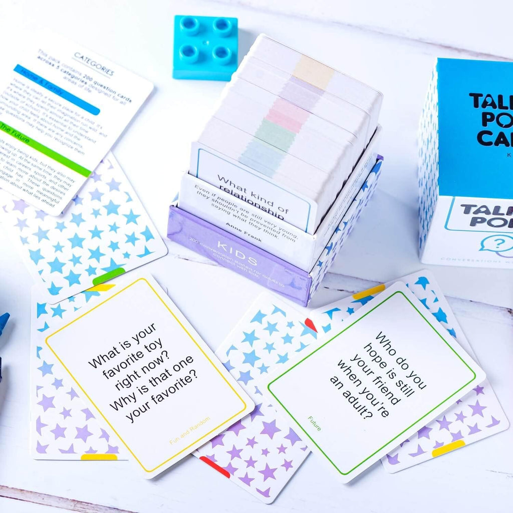 TALKING POINT CARDS Paquete para niños y adolescentes: 400 iniciadores de conversación que provocan el pensamiento - 2 paquetes: niños + adolescentes