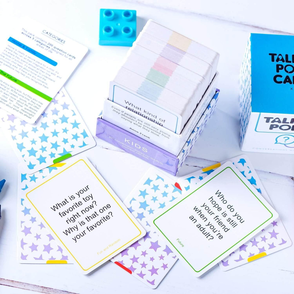 TALKING POINT CARDS Paquete para niños y adolescentes: 400 iniciadores de conversación que provocan el pensamiento - 2 paquetes: niños + adolescentes