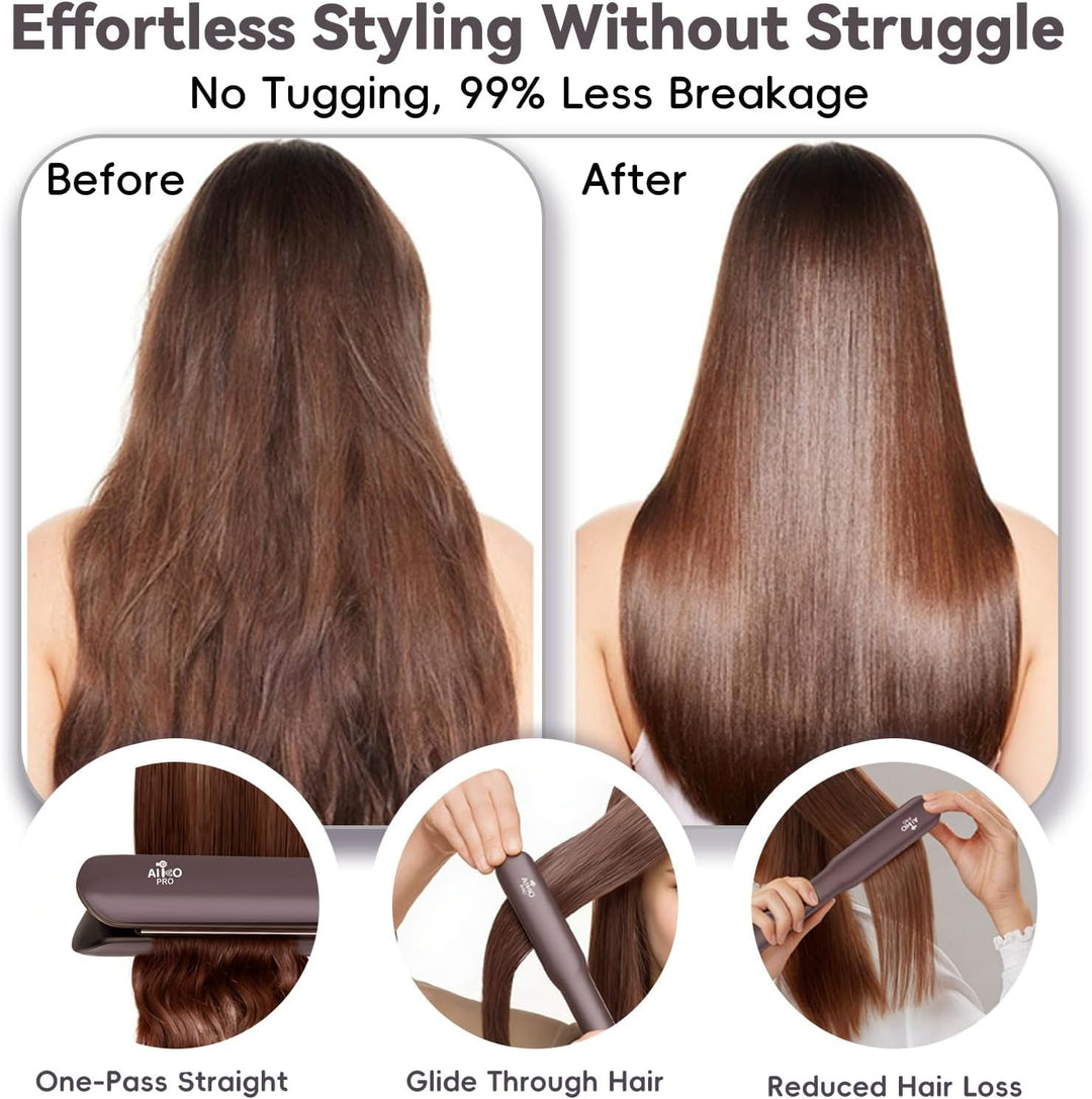 AirGlide - Plancha y secadora de cabello húmedo a seco 2 en 1 con f...