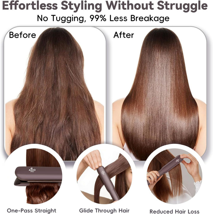 AirGlide - Plancha y secadora de cabello húmedo a seco 2 en 1 con f...