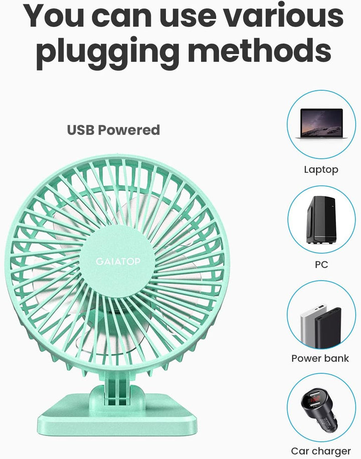 Gaiatop - Ventilador de escritorio USB, pequeño pero potente, perso...