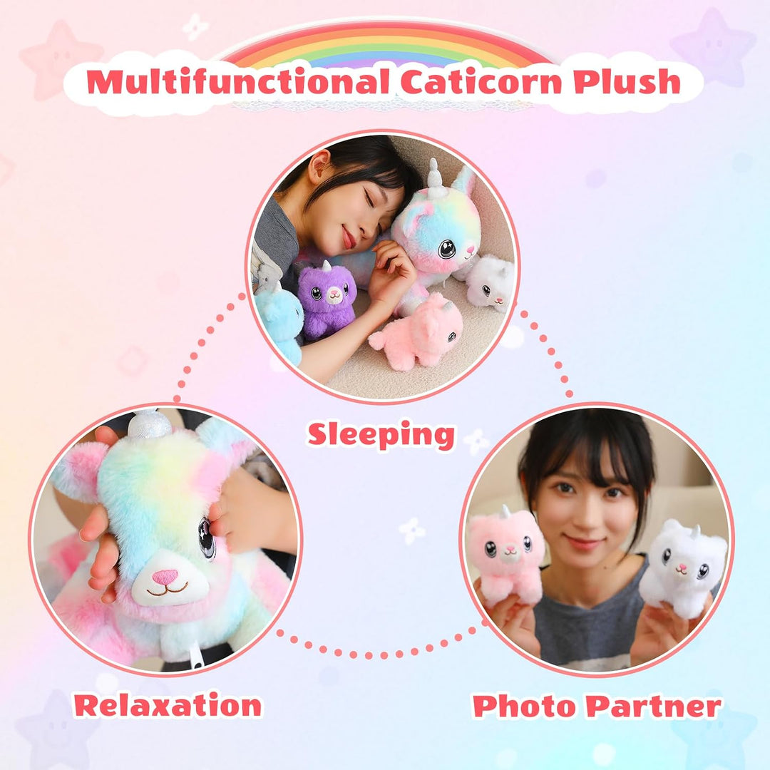 SQEQE Gato Unicornio de Peluche Mamá Gato Unicornio con 4 Lindos Ga...