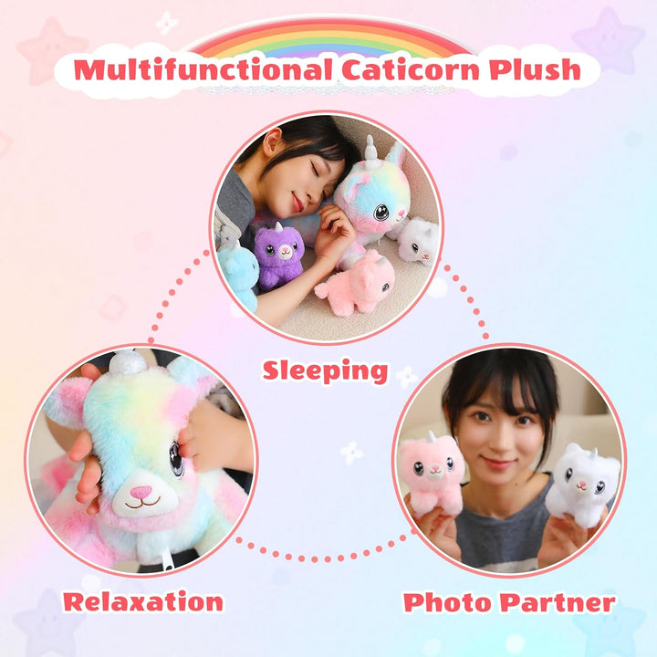 SQEQE Gato Unicornio de Peluche Mamá Gato Unicornio con 4 Lindos Ga...