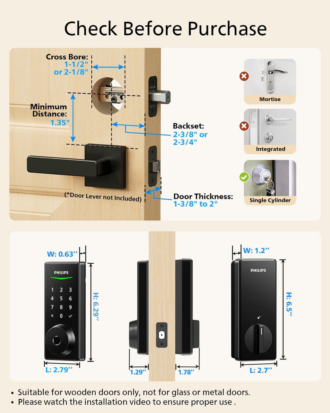Philips Cerradura de puerta de entrada sin llave de huellas dactila...