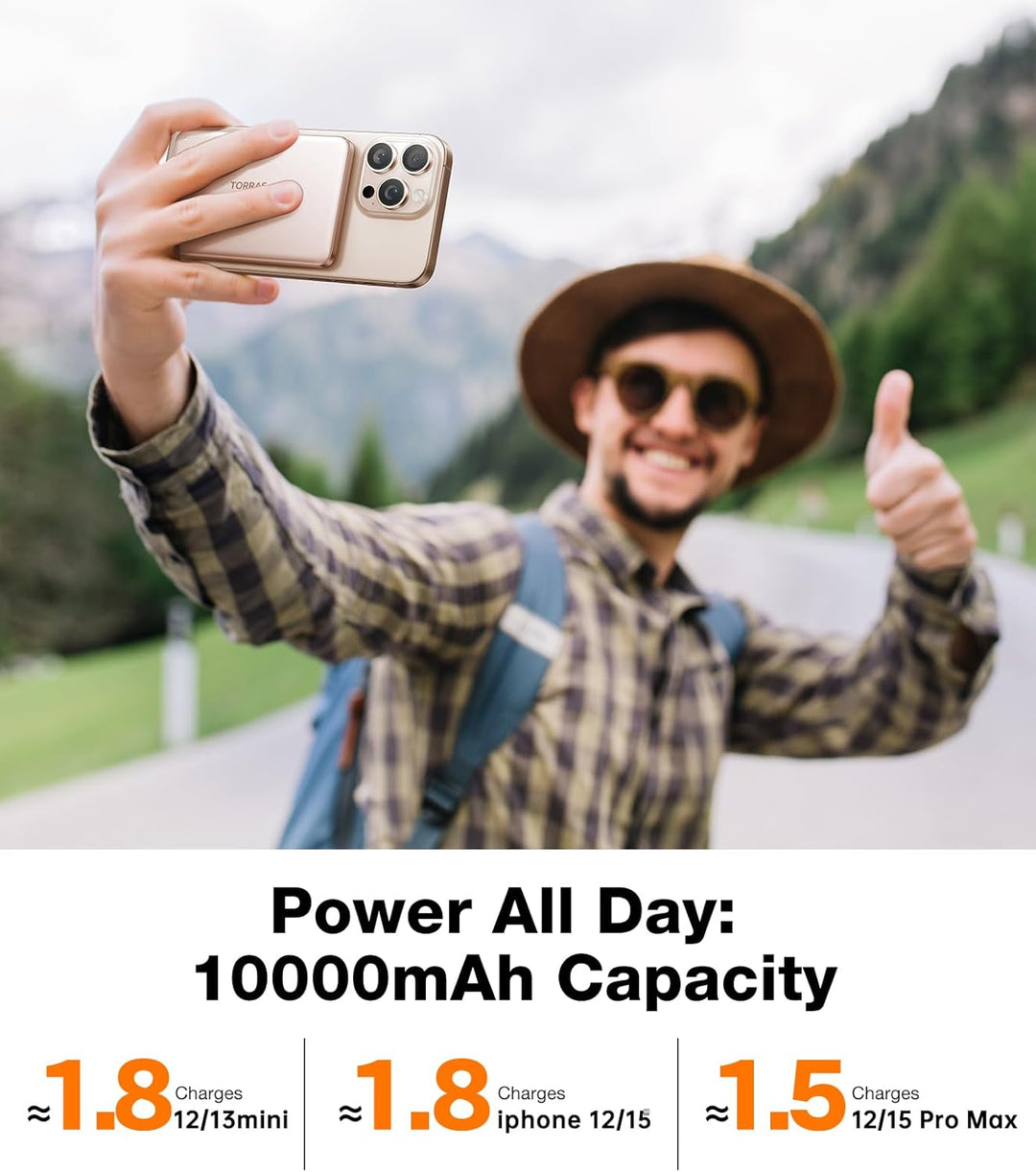 TORRAS MiniMag Power Bank, cargador portátil inalámbrico ultra delg...