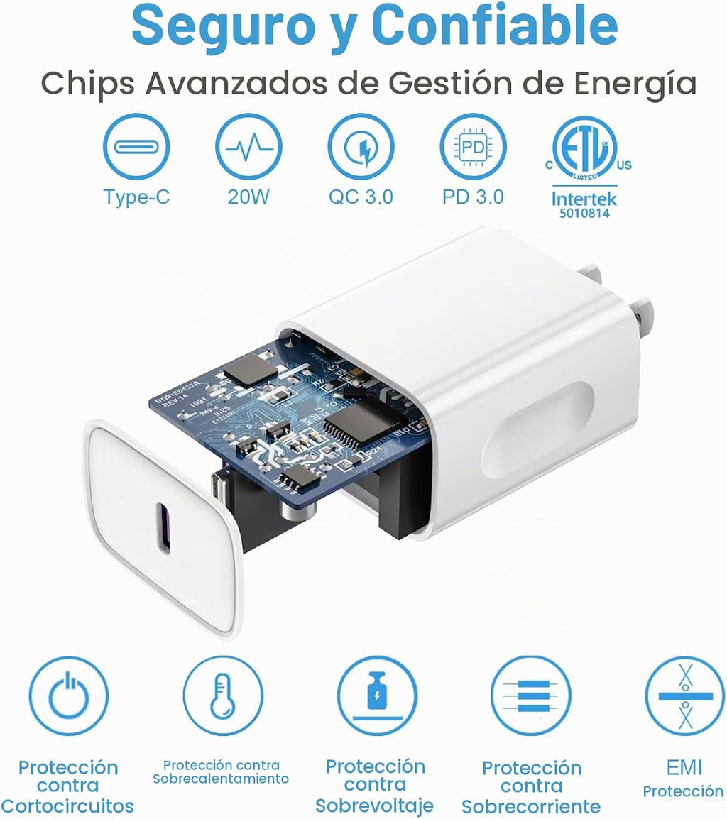iPhone 18 17 16 15 Cargador Carga Rápida 3Pack Cargador USB C Type C