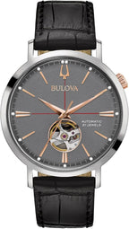 Bulova - Reloj Aerojet automático de 3 manecillas para hombre, apertura con vista interior, reserva de energía de 40 horas, cristal mineral doble curvado,41 mm
