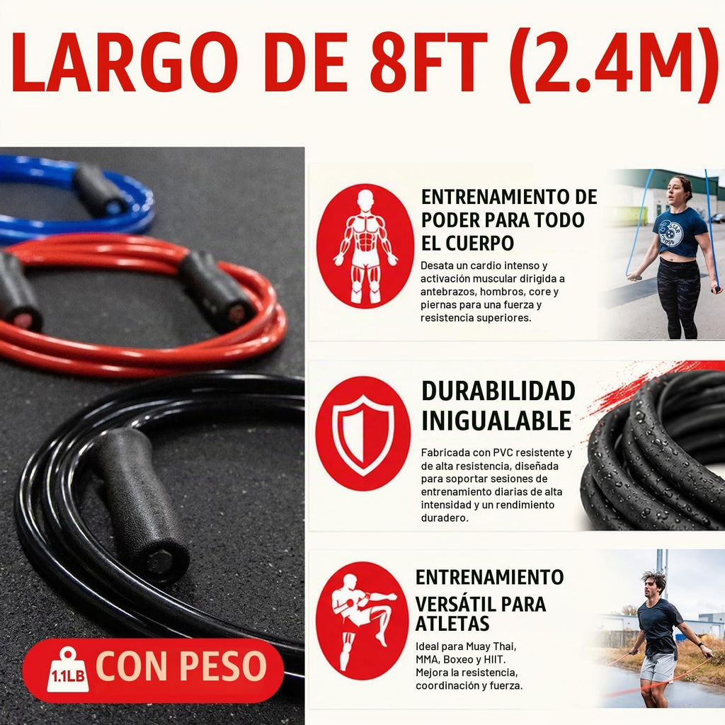 Elite Jumps Muay Thai 2.0 - Cuerda de saltar con peso para MMA