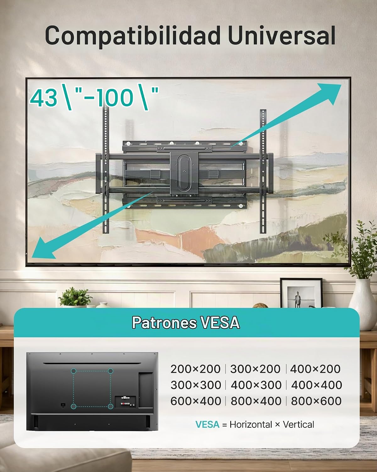 Soporte de pared para TV de movimiento completo para televisores de