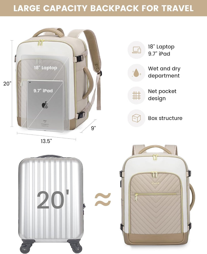 LOVEVOOK Mochila de viaje grande, equipaje de mano para aviones, Mo...