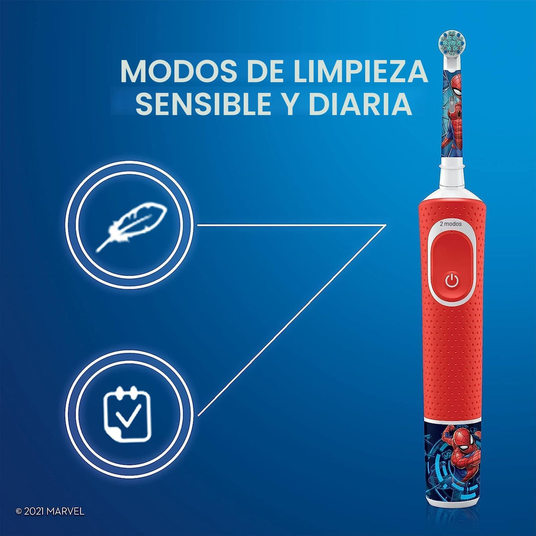 Oral-B Cepillo de dientes eléctrico para niños con Spiderman de Mar...