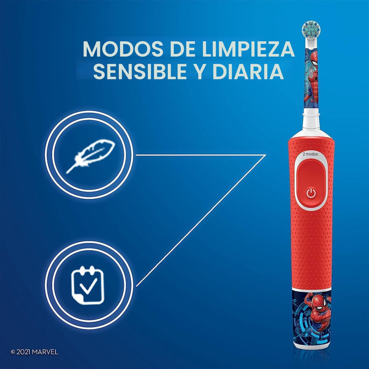 Oral-B Cepillo de dientes eléctrico para niños con Spiderman de Mar...