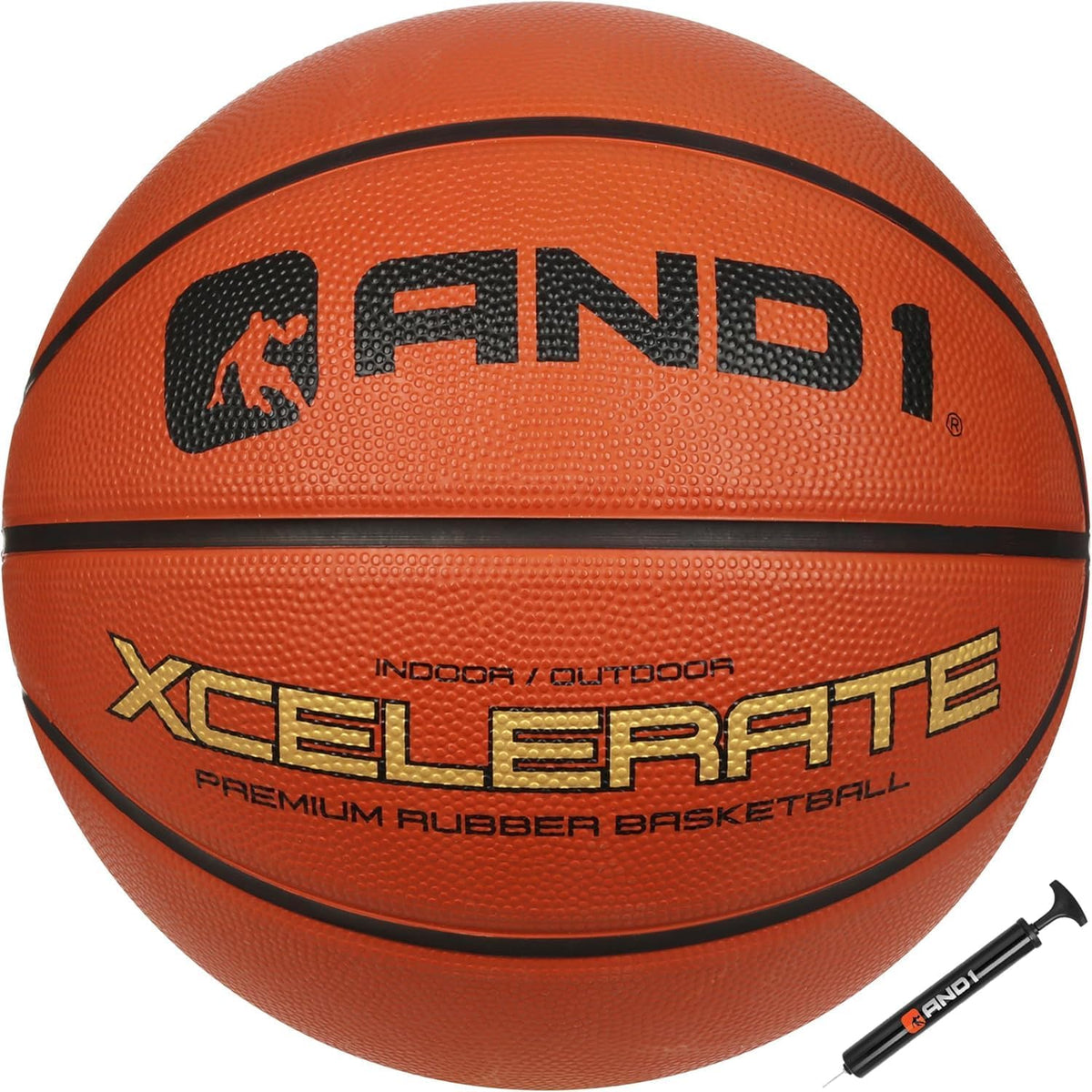 AND1 Xcelerate - Balón de baloncesto de goma, tamaño reglamentario oficial